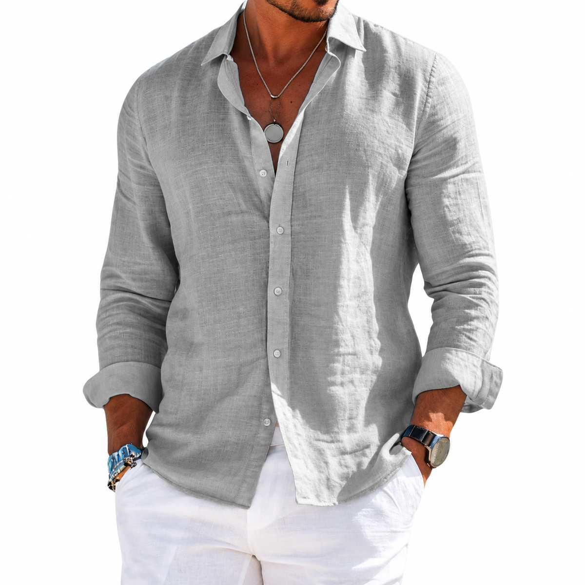 Camisa Divaio Manga Longa, Linho Premium 100%