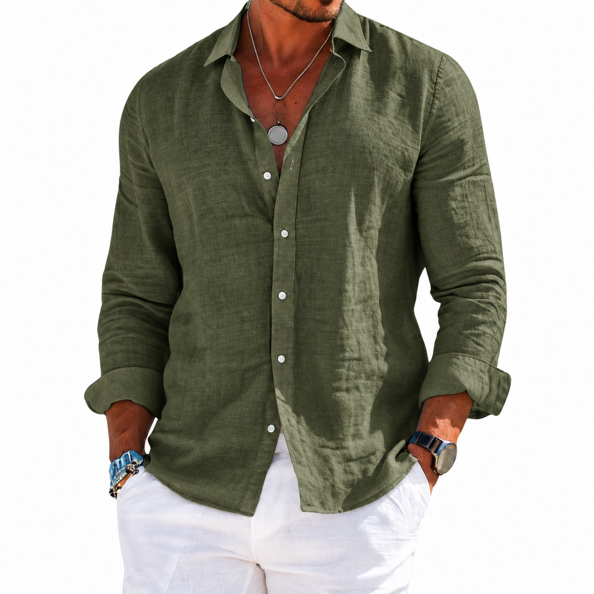 Camisa Divaio Manga Longa, Linho Premium 100%