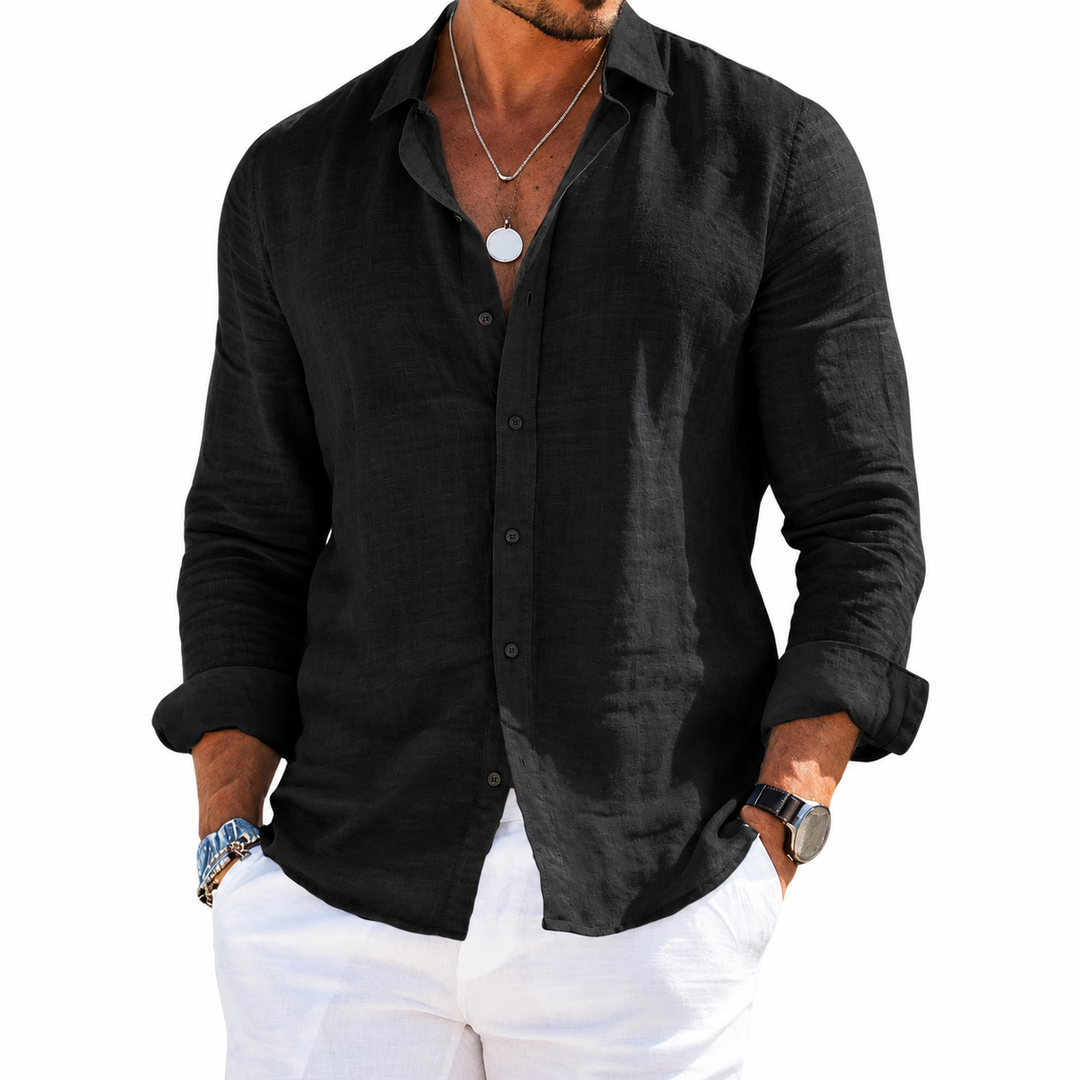 Camisa Divaio Manga Longa, Linho Premium 100%