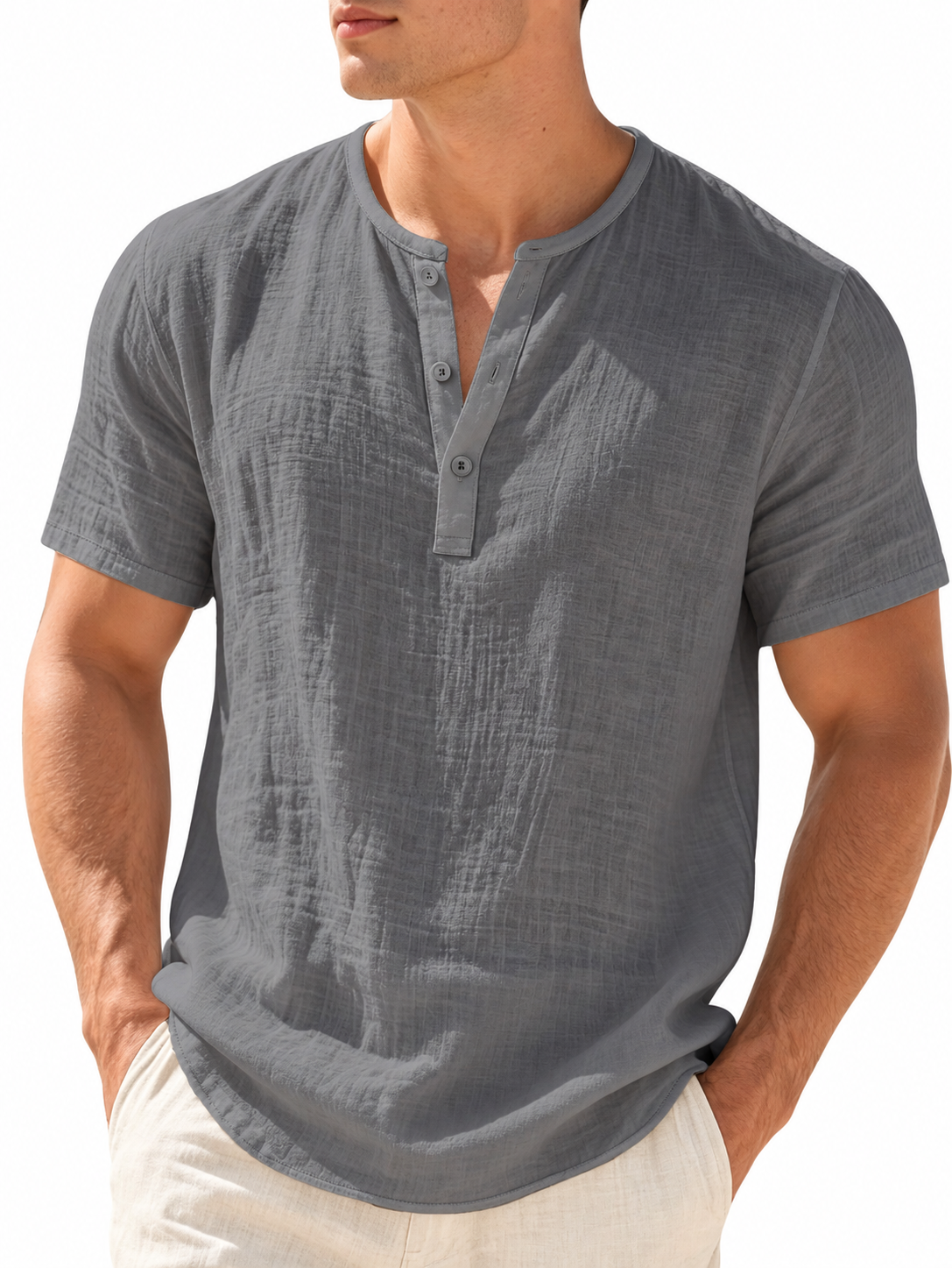 Camisa Romano Manga Curta, Linho Premium 100%