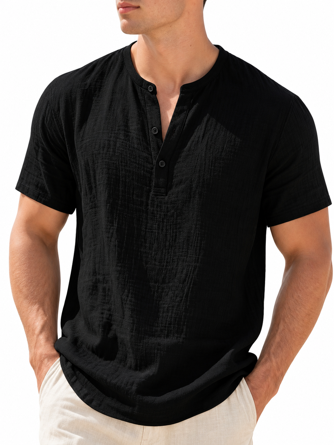 Camisa Romano Manga Curta, Linho Premium 100%