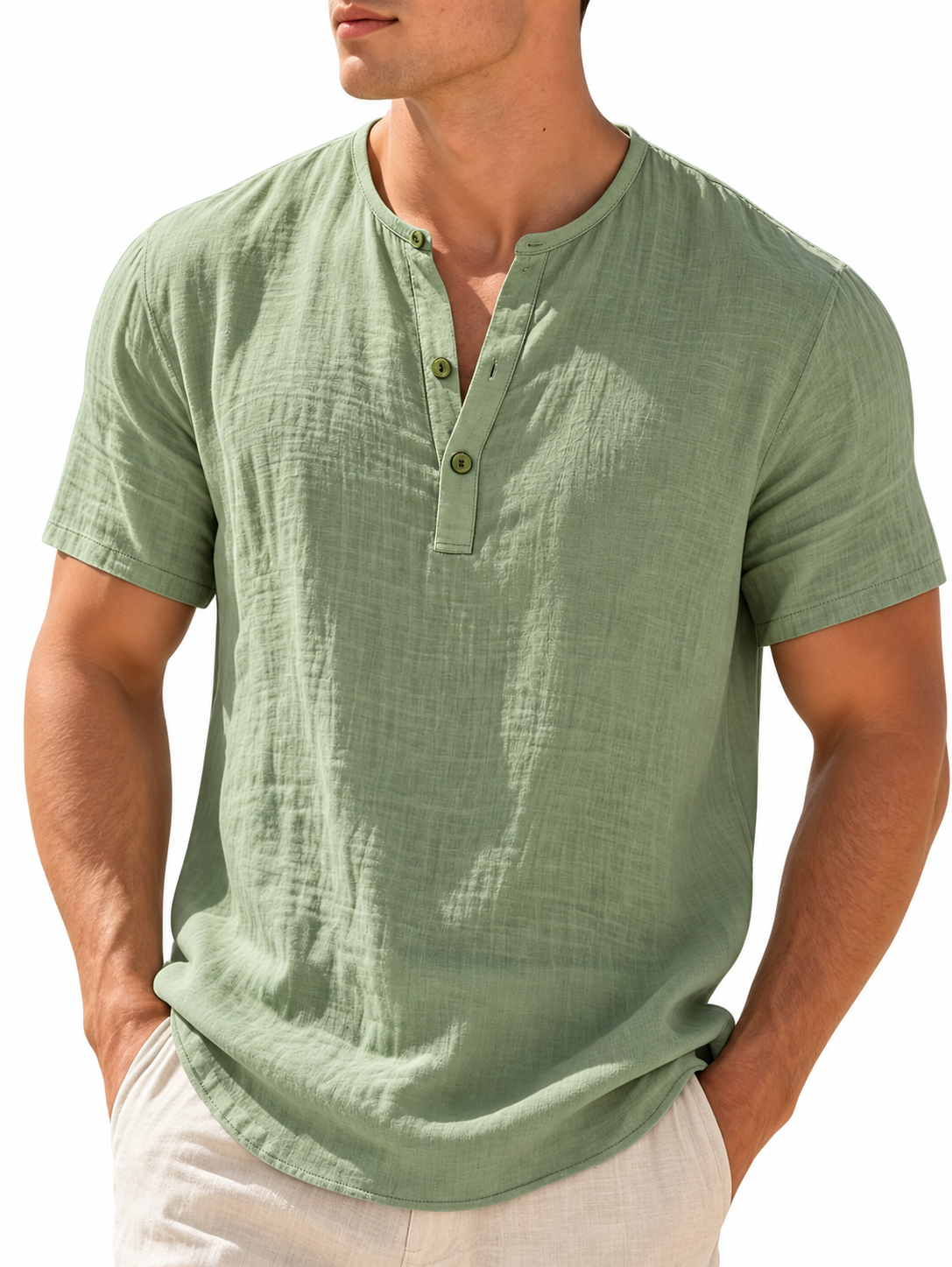 Camisa Romano Manga Curta, Linho Premium 100%