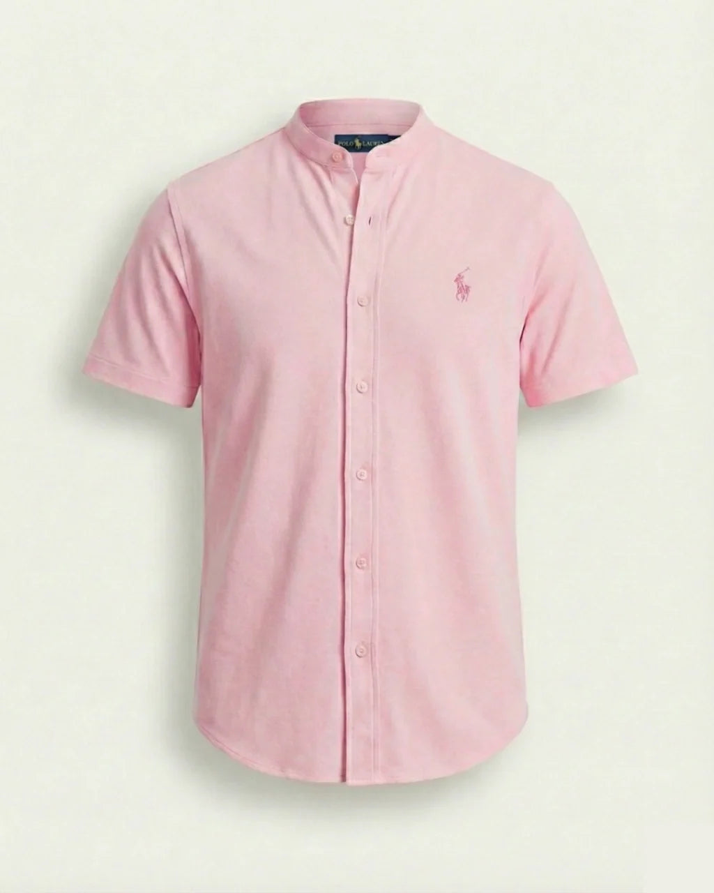 Camisa Manga Curta Gola Padre 100% Algodão - Rosa