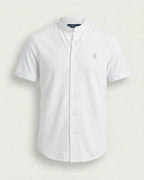 Camisa Manga Curta Gola Padre 100% Algodão - Branca
