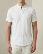 Camisa Manga Curta Gola Padre 100% Algodão - Branca