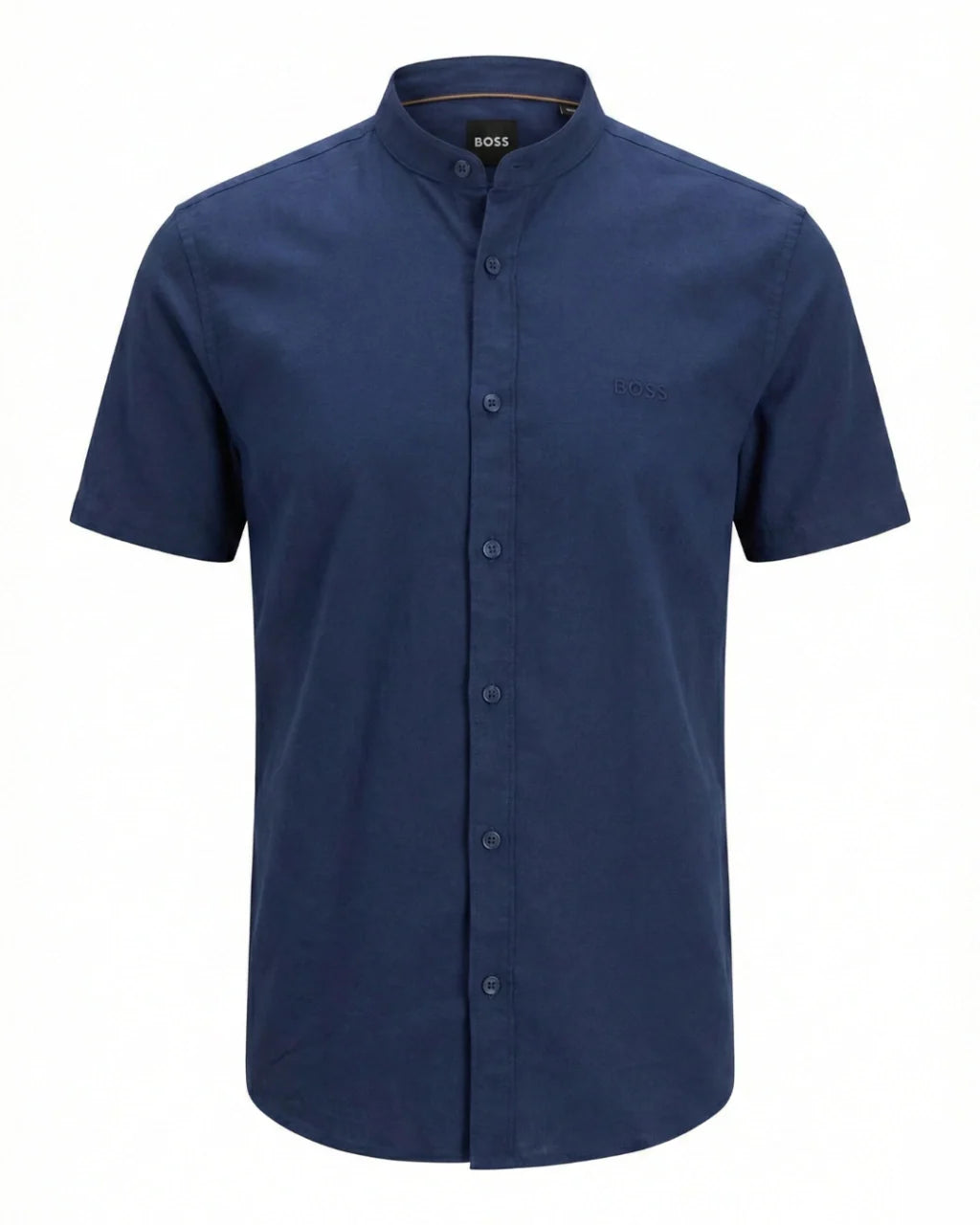 Camisa Manga Curta Gola Padre 100% Algodão - Azul Marinho